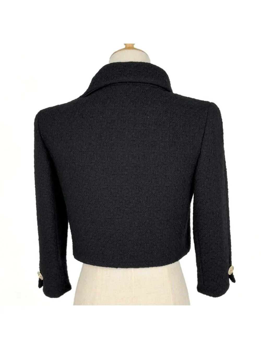 Chanel Tweed Jacket Short Length Wool Black